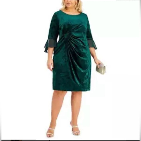 NWT Connected Apparel size 24W stunning emerald‎ green velvet dress 💚💚